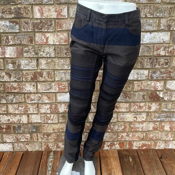 3.1 Phillip Lim Skinny Embroidered Patchwork Denim Pant Blue & Black Jeans Sz 6 - Picture 8 of 15